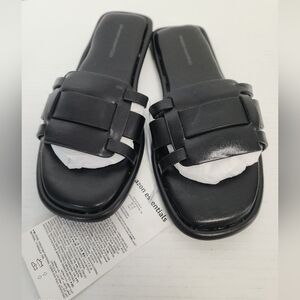 Amazon Essentials Sandels Faux Leather Black Womens Size 8 NWT